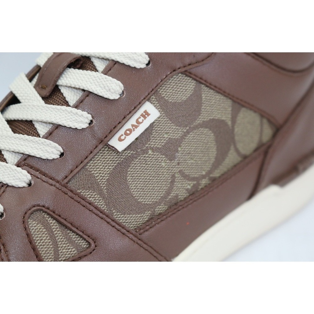 COACH CC736 Mens Clip Court High Top Sneaker In Signature Canvas Saddle Sz 12 - Picture 14 of 16